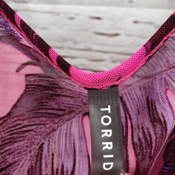 Torrid Women's Pink Mesh Smock Waist Cover Up Dress Size 4 - Picture 8 of 15